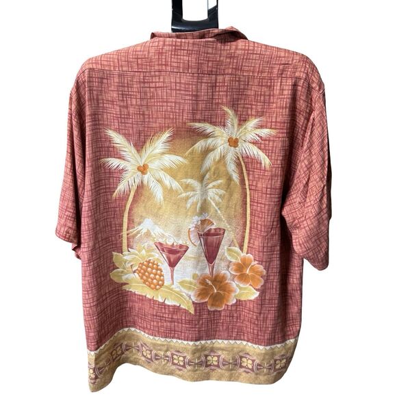 Tommy Bahama Other - Men's Tommy Bahama Silk Orange & Red Palm Tree Cocktail Shirt Medium